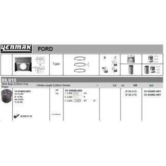 PISTON SEGMAN 89.91MM STD 0.20 KISA TRANSIT V348 2.4TDCI 115 143PS V347 2.4TDCI 135PS 140PS 06>14 SX