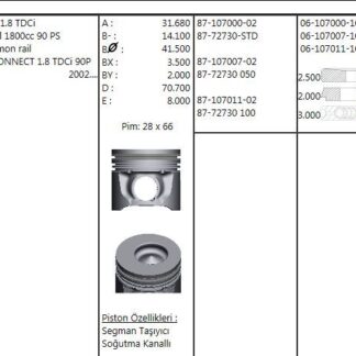 MOTOR PISTON SEGMAN (82,50MM) / (STD) CONNECT 1,8TDCI 90PS 02 /> FOCUS 1,8TDCI (98 05) 90PS