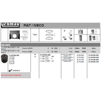 MOTOR PISTON+SEGMANI START-STOP MOTOR ASTRA J CORSA D MERIVA 1.3 CDTI ASTRA J CORSA D MERIVA 1.3 D MULTIJET MITO STRADA PICK-UP PANDA FIORINO KASTEN KOMBI QUBO IDEA PUNTO VAN AVEO SCHRÄGHECK(EURO-4)1 1.3 75HP MULTI.JET II-16V EURO 5-95 PS-A 13DTE 4 SIL. DIZEL 1248CC-75 HP 95 70KW-16,8:1 STAR-STOP (E