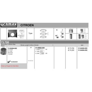 PISTON SEGMAN KITI P207 P208 P2008 P206+ (T3E) DS3 C3 III DV4C (1,4HDI 8V) FORD: FIESTA 1,4TDCI (73,70MM) / (STD 0,40 KISA) EURO5 MOTOR