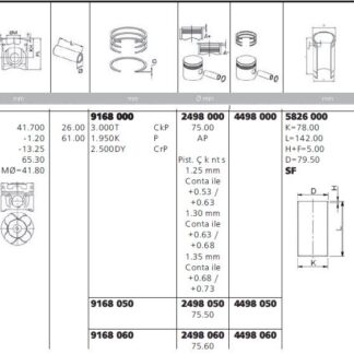 PISTON SEGMAN P206 P307 PARTNER II BERLINGO II C4 C5 II P308 P3008 P5008 DV6 (1,6HDI 16V) FOCUS CMAX 1,6TDCI (75,00MM) / (STD) EURO4 MOTOR