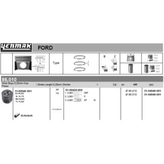 MOTOR PISTON+SEGMAN ( STD -0.20MM KISA ) TRANSIT EURO5 2.2TDCI V347 – V362 – V363 – RANGER 2.2 155PS BOXER – JUMPER 130PS