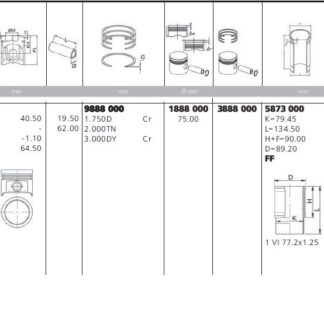 MOTOR PISTON SEGMAN GOMLEK TAKIM P205 P106 P206 AX BX C15 P405 II P309 P205 II PARTNER BERLINGO TU3JP (1,4 8V) P207 P206+ (T3E) PLUS NEMO BIPPER FIORINO QUBO TU3AES (1,4 8V) / (BOY:64MM TEPE:1,10 CUKUR) / (75,00)