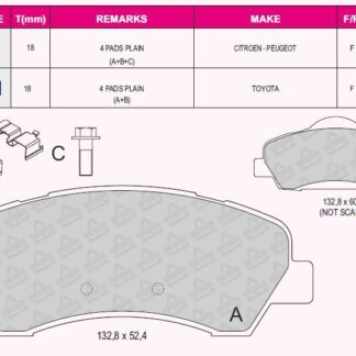 ON FREN BALATASI P301 C ELYSEE EB2 (1.2VTI 12V) / EC5 (1.6VTI 16V) P308 II 2013> (MANDO TIPI)