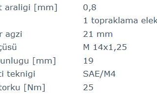 ATESLEME BUJISI (W8DC) EA 0.8mm ALFA ROMEO AUDI BMW LADA MAZDA PEUGEOT RENAULT VW TOYOTA