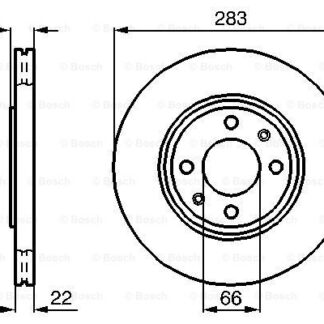 ON FREN DISK AYNASI XANTIA 93> XSARA 98> ZX 96 97 P306 GTI / XU10J4RS S16 97> P405 YM 2.0 16 TURBO HAVA SOGUTMALI OLCU: (CAP: 283MM. KALINLI: 22MM