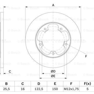 ARKA FREN DISKI TRANSIT V363 TEK TEKER ARKADAN CEKISLI DUZ 308MM 5 BIJON 14>