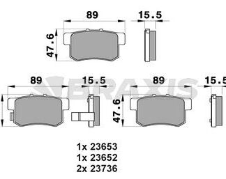 ARKA FREN BALATASI HONDA CIVIC 01>13 FD6 FB7 / CR-V 03>07 / ACCORD 98>08 / FRV 04>