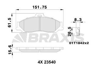 ON FREN BALATASI RANGER 2,5TD 4×4 04> 2,5,2,5D 4×4 99>02 06>11 MAZDA B2500 01>03 BT 50