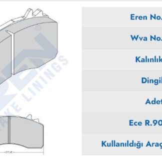 ÖN / ARKA FREN BALATASI MAN TGX YM (WABCO NG22 KALIPER) (MAVI KUTU)