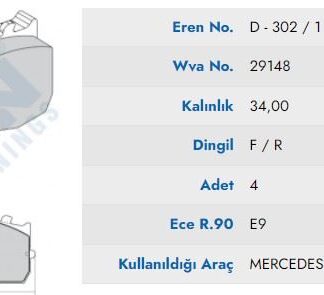 FREN BALATASI ÖN ARKA MAN TGL,TGM 12.180 – SULTAN MERCEDES ATEGO Y.M (YESIL KUTU OTOBUS ICIN)