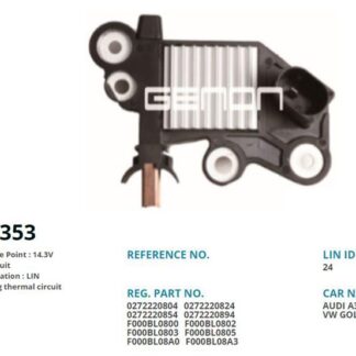 ALTERNATOR KONJEKTOR BOSCH TIP 12V AUDI A1 – A3 / SEAT IBIZA – LEON / SKODA FABIA – OCTAVIA – RAPID / VOLKSWAGEN GOLF – POLO – PASSAT – SCIROCCO (LIN)
