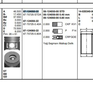 MOTOR PISTON SEGMAN FIAT BRAVA BRAVO II CROMA DOBLO GRANDE PUNTO MAREA SEDICI STILO 1.9 JTD 01> ALFA ROMEO 147 156 159 1.9 JTD 01>05 OPEL ASTRA H VECTRA C ZAFIRA B 1.9 CDTI 04>10 SUZUKI SX4 1.9 DDIS 06> SAAB 9-3 1.9 TID 04>15