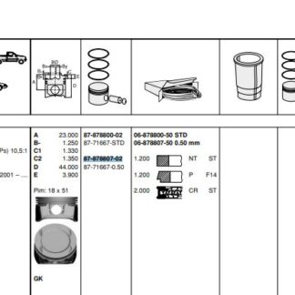 MOTOR PISTON+SEGMAN KOMPLE 0,50mm ( RIKEN ) ÇAP 73,90 ASTRA G – ASTRA H – CORSA C – MERIVA A – TIGRA B Z14XE – Z14XEP 66 KW (90 PS)