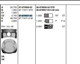 PISTON SEGMAN 0.50 Z16XER A16XER ASTRA H / J INSIGNIA (79.50MM)