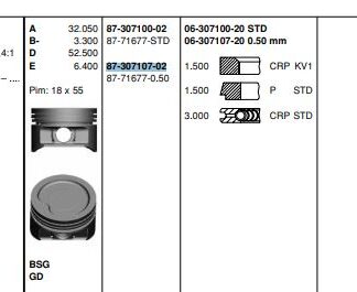 MOTOR PISTON+SEGMAN KOMPLE (78,10MM) 0,50 CORSA B ASTRA F X14XE ASTRA G X14XE Z14XE