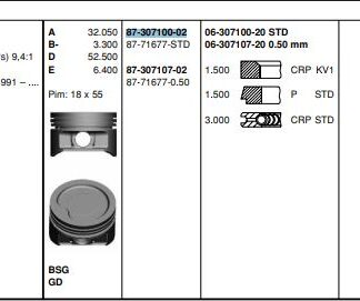 MOTOR PISTON+SEGMAN KOMPLE (77,60MM) STD CORSA B X14SZ – C14NZ ASTRA F X14XE ASTRA G X14XE Z14XE