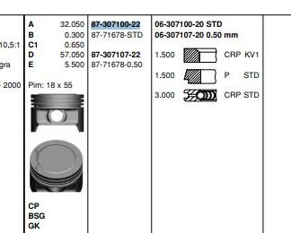 PISTON SEGMAN X14XE CORSA B ASTRA G (77,60MM) STD