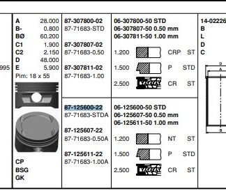 MOTOR PISTON SEGMAN KOMPLE STD (79,00MM) ASTRA F VECTRA B TIGRA A ASTRA G CORSA B X16XEL Z16XE