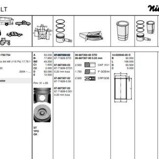 MOTOR PISTON+SEGMAN MASTER 2.5 DCI-MOVANO 2.5CDTI (G9U) 115HP EURO3 (89.00MM) / (STD)