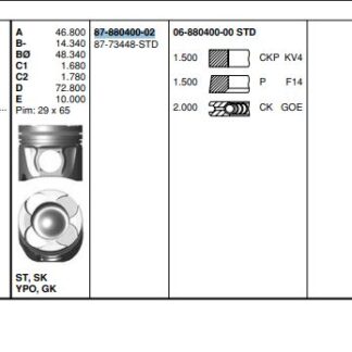 MOTOR PISTON SEGMAN KOMPLE STD 83,00MM INSIGNIA B – ANTARA – ZAFIRA B20DTH 125 KW 170 PS