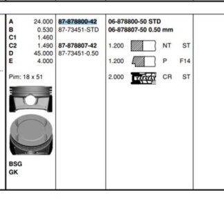 PISTON SEGMAN Z12XEP CORSA C STD