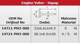 SUBAP TAKIMI PRELUDE 16V (IN 8 / EX 8)