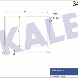 KLİMA RADYATÖRÜ BMW 5 (F10,F11) 6 (F12,F13) 7 (F01,F02,F03,F04) 10=> KURUTUCU İLE [BRAZING AL/AL] [643X466X16]