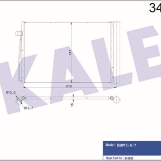 KLİMA RADYATÖRÜ BMW 5 (E60,E61) 04=> 6 (E63,E64) 04=> 7 (E65,E66,E67) 01=> KURUTUCU İLE [BRAZING AL/AL] [590X417X16]