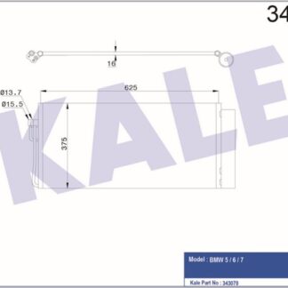 KLİMA RADYATÖRÜ BMW 5 (E60,E61) 6 (E63,E64) 03=> 7 (E65,E66,E67) 02=> (AT) KURUTUCU İLE [BRAZING AL/AL] [605X375X16]