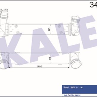 TURBO RADYATÖRÜ BMW 1 (E81,E82,E87,E88) 08=> 3 (E90,E91,E92,E93) 116D-320D 320XD 05=> X1 (E84) 16D 18D 20D 23D 09=> [BRAZING] [510X91X80]