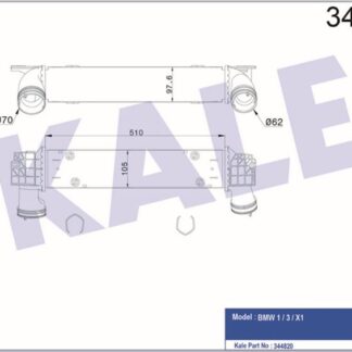 TURBO RADYATÖRÜ BMW 1 120D-123D 04=> 3 320D-320XD 05=> X1 20D-23D 09=> (AT/MT) [BRAZING] [510X105X97,6]