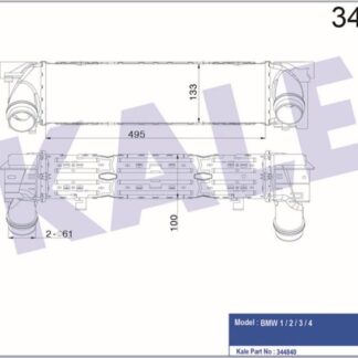 TURBO RADYATÖRÜ BMW 1 (F20,F21) 11=> 2 (F22,F23,F87) 13=> 3 (F30,F31,F34,F80) 11=> 4 (F32,F33,F36,F82,F83) 118İ-435İ 120D-430D 12=> [BRAZING] [495X133X100]