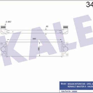TURBO RADYATÖRÜ OPEL MOVANO 1.9/2.2/2.5/2.8DTI 99=> – NISSAN INTERSTAR DCI80, DCI90, DCI120 02=> – RENAULT MASTER II 1.9/2.2/2.5DCI 1.9/2.8DTI 98=> [BRAZING] [680X168X40]
