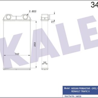 KALORİFER RADYATÖRÜ TRAFIC II VIVARO PRIMASTAR [BRAZING AL/AL] [253X142X32]