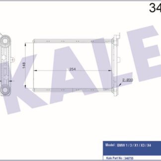KALORİFER RADYATÖRÜ BMW 1 (E81,E87) 04 3 (E90,E91) 05×1 (E84) 09=> X3 (F25) 10=> X4 (F26) 14=> [BRAZING AL/AL] [148X254X22]