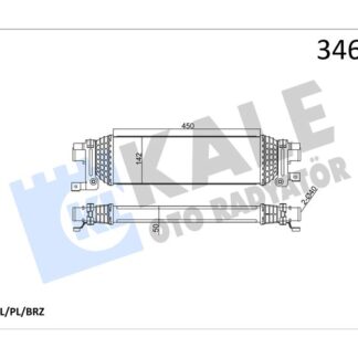 TURBO RADYATORU (INTERCOOLER) FUSION 1,6TDCI 90PS 02> MAZDA 2 03> 1.4 DE 450×142×50