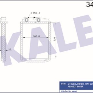 KALORİFER RADYATÖRÜ PEUGEOT BOXER – CITROEN JUMPER 2.2/3.0HDI – FIAT DUCATO 2.3/3.0DMTJ 06=> (MOTOR İÇİ) [BRAZING AL/AL] [230X165,8X26]