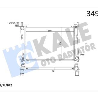MOTOR SU RADYATORU FIESTA V FUSION 01>08 1,25 1,4 16V / 1,6 16V MAZDA II 1,4 16V / 1,6 16V 02 /> OLCU: (500 X 358×16)