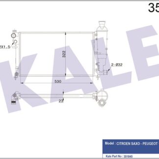 MOTOR SU RADYATORU TU5JP 106 GTI SAXO VTS KLIMALI TU3JP / TU5J4 (1,4 / 1,6 16V) / (96 03) OLCU: (530*298*22)