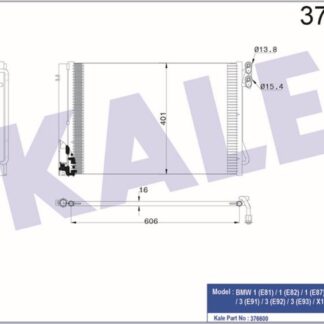 KLİMA RADYATÖRÜ BMW 1 (E81,E82,E87,E88) 3 (E90,E91,E92,E93) X1 (E84) Z4 (E89) 04<13 KURUTUCU İLE [BRAZING AL/AL] [586X401X16]