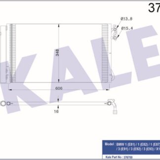 KLİMA RADYATÖRÜ BMW 1 (E81,E82,E87,E88) 3 (E90,E91,E92,E93) X1 (E84) Z4 (E89) 05=> KURUTUCU İLE [BRAZING AL/AL] [586X348X16]