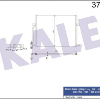 KLİMA RADYATÖRÜ BMW 3 (E46) 316İ 318İ 320İ 323İ 325İ 330İ 98=> KURUTUCUSUZ [BRAZING AL/AL] [525X421X16]