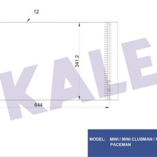 KLİMA RADYATÖRÜ MINI MINI (R50, R53) 2006 (R55) 07<14 (R56) 06<13 (R57) 07<15 (R59) 11<15 (R60) 10<16 (R61) 12<16 KURUTUCU İLE [BRAZING AL/AL] [624X341X12]