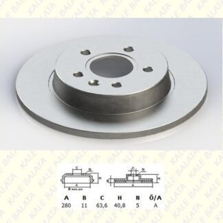 ARKA FREN (AYNASI) DISKI FOCUS II CB4 04>11 C-MAX (DM2) 07>09 VOLVO V50 04>12 C30 06>12 C70 II 05>13 S40 II 04>12 17 JANT – 16 JANT DÜZ 280mm 5 BİJON