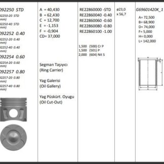 MOTOR PISTON+SEGMANI (RIKEN) START-STOP MOTOR ASTRA J CORSA D MERIVA 1.3 CDTI ASTRA J CORSA D MERIVA 1.3 D MULTIJET MITO STRADA PICK-UP PANDA FIORINO KASTEN KOMBI QUBO IDEA PUNTO VAN AVEO SCHRÄGHECK(EURO-4)1 1.3 75HP MULTI.JET II-16V EURO 5-95 PS-A 13DTE 4 SIL. DIZEL 1248CC-75 HP 95 70KW-16,8:1 STAR