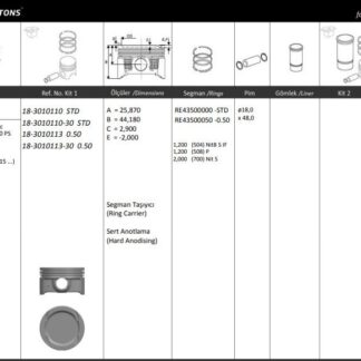 MOTOR PISTON+SEGMANI ( RIKEN ) 72,50+0,50mm CAP ASTRA J CORSA E SEGMAN TASIYICILI-A14NET TURBO-ECOTEC (2011 …)-B 4 SIL. BENZINLI 1364 CC-103/110KW 140/150 PS
