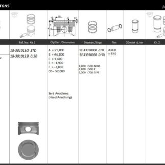 MOTOR PISTON+SEGMANI ( RIKEN ) 73,40+0,50mm CAP ASTRA J 1.4I16V AVEO II 1.4I16V CORSA D 1.4I 16V MERIVA B 1.4I16V A14XER 4 SIL. BENZINLI 1364 CC-74 KW 101 PS