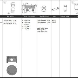 MOTOR PISTON+SEGMANI ( RIKEN ) 73,40+0,50mm CAP CORSA C AGILA ASTRA H ASTRA MK Z12XEP 4 SIL. BENZINLI 1229 CC-59 KW (80 PS)