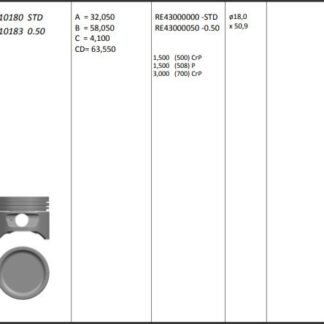 MOTOR PISTON+SEGMANI ( RIKEN ) 0.50 (72,50mm CAP) CORSA-B 1.2 TRANSPORTER COMBO 1.2 C12NZ-12NZ R 4 PETROL, 1200 CM³-33 KW (45 HP), 9:1 8 VENTIL